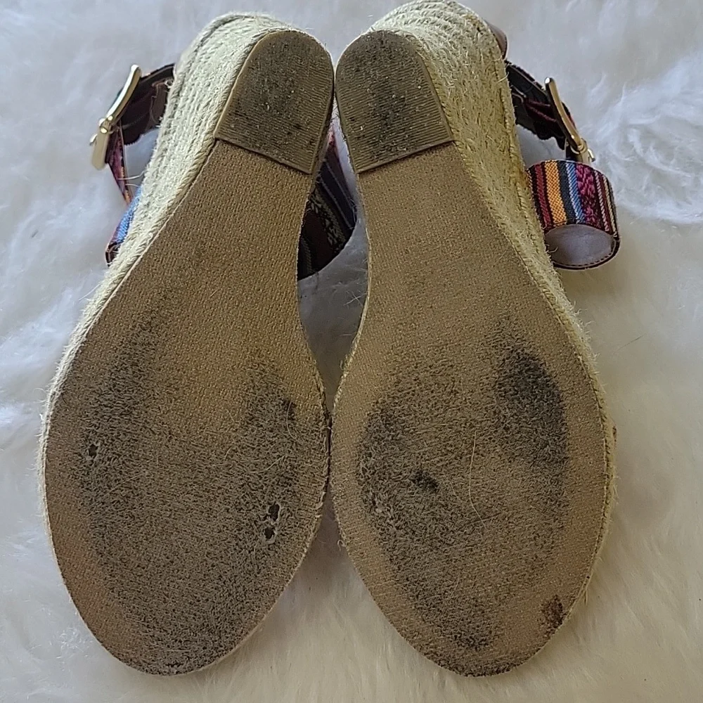 STEVE MADDEN Southwestern Colorful Striped Open Toe Ankle Strap Boho Espadrilles